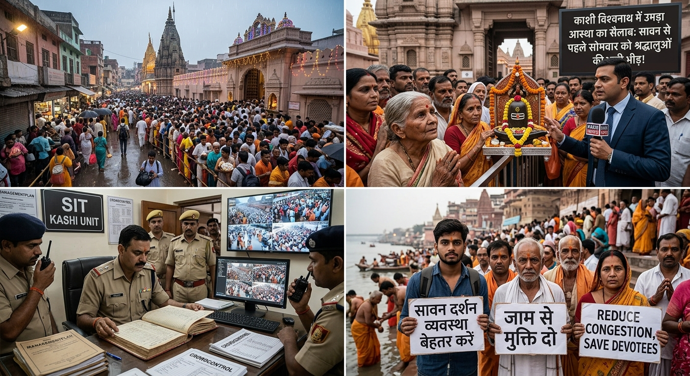 काशी विश्वनाथ मंदिर में सावन से पहले उमड़ा आस्था का सैलाब, सोमवार को श्रद्धालुओं की भारी भीड़